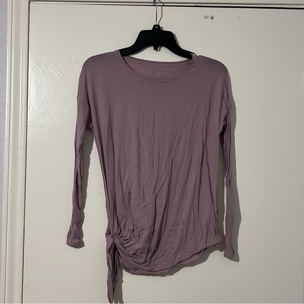 Lululemon Athletica Purple Ruched Tie Front Long Sleeve Top